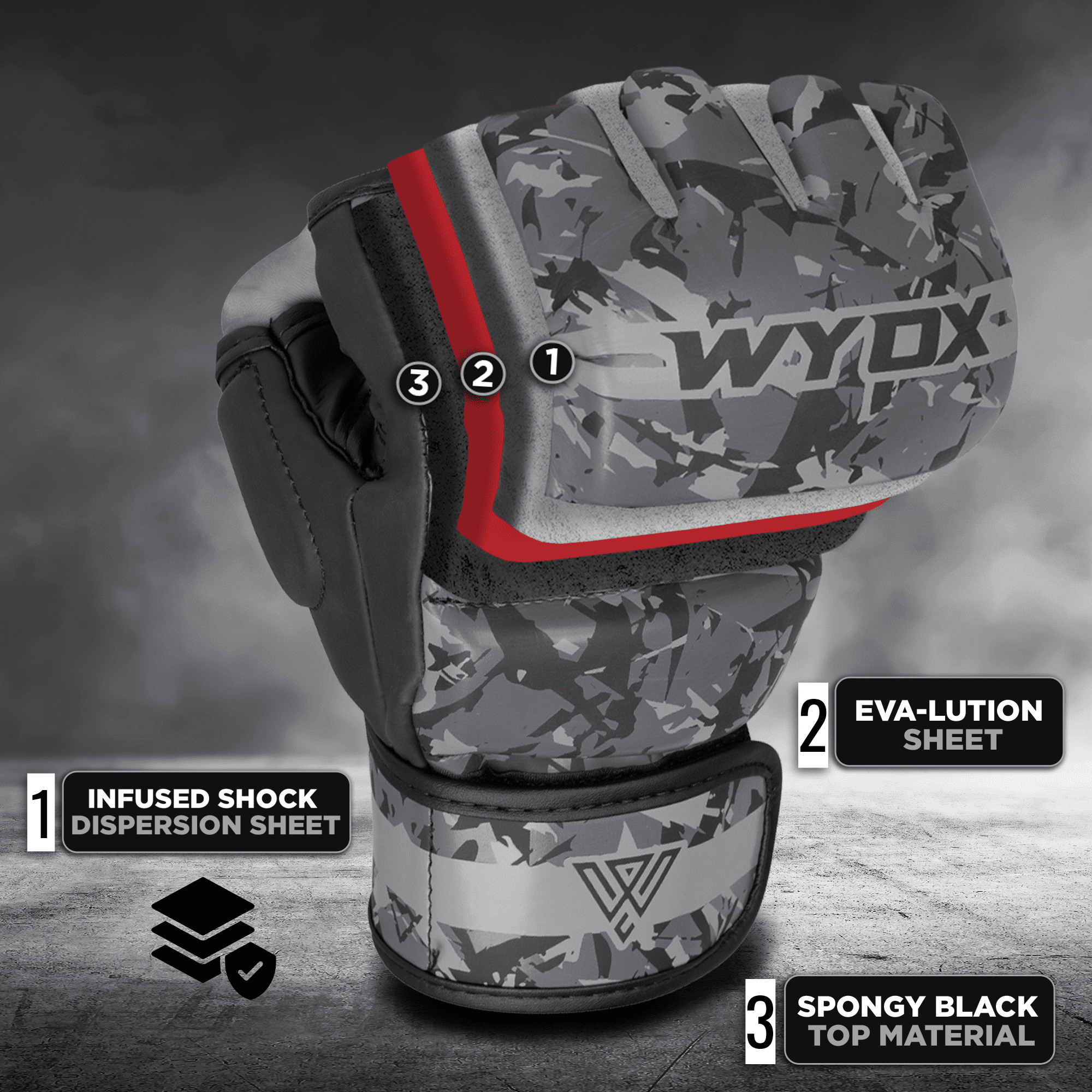 WYOX Fingerless MMA Gloves for Grappling, Sparring, Muay Thai with Fist Protection & Adjustable Wrist Support