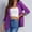 Purple, variant on Babysbule Women's Tops, Jackets& Coat Fashion Women Business Attire Solid Color Stitching Stripe Long Sleeve Pocket Cardigan Coat Top