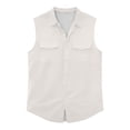 thumbnail image 3 of Guluxicc Mens Button Down Tank Tops Collared Solid Color Sleeveless Tops Summer Outdoor Casual Shirt with Pockets, 3 of 6