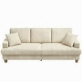 thumbnail image 6 of 87" Corduroy Sofa,3 Seater Sofa with Extra Deep Seats,Neche Comfy Upholstered Couch for Living Room,2 Pillows,Beige, 6 of 11