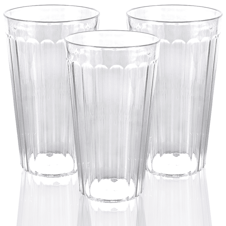 Plastic Drinking Glasses Tumblers Clear - 18 oz - Perfect for Gifts -  Lightweight - Stackable - Set of 4 