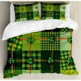 thumbnail image 3 of Irish Duvet Cover Set Twin Size, Patchwork Style St. Patrick's Day Themed Celtic Quilt Cultural Checkered with Clovers, Decorative 2 Piece Bedding Set with 1 Pillow Sham, Multicolor, by Ambesonne, 3 of 3