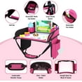 thumbnail image 4 of Kids Travel Tray, Play Tray For Kids Car Seat, Toddler Road Trip Essentials, Drawing Lap Tray With Storage Space for Airplane, Multifunctional Activity Tray Road Trip Must Haves For Kids (Pink), 4 of 10
