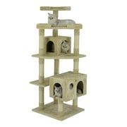 Go Pet Club F2026 60 in. Cat Tree House with Sisal Scratching Posts, Beige