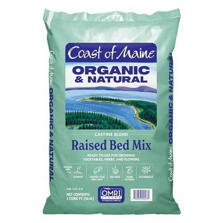 Coast of Maine Castine Blend (2 cu ft) Organic & Natural Raised Bed Mix, RTU for Growing Vegetables, Herbs & Flowers