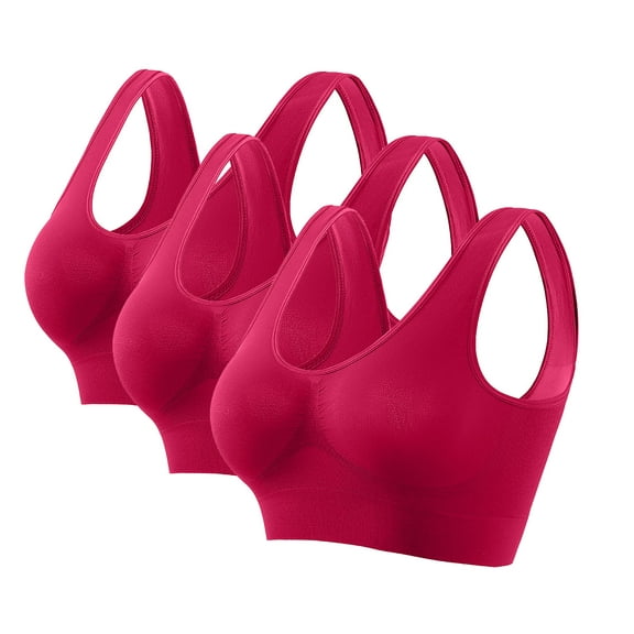 Kmdttou Plus Size Sports Bras for Women High support Seamless Plus Size Sports Bra Wirefree Yoga Bra With Removable Pads (Size:S-5XL)