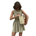 thumbnail image 3 of Women'S 2 Piece Outfits Sleeveless Top and Pleated Skirt Basic Suit Sets Khaki M, 3 of 8