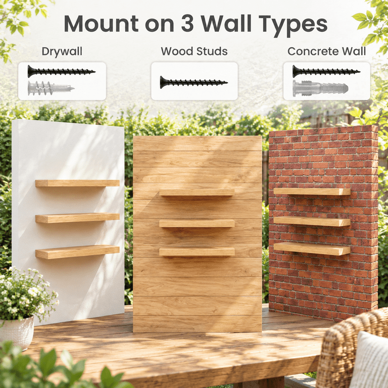 Oak 36 Inch Floating Wall Shelves Pack of 2 for Home Decor and Storage ...