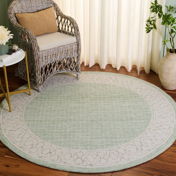 Safavieh Ebony Goddard Bordered Area Rug, Green/Ivory, 6' x 6' Round