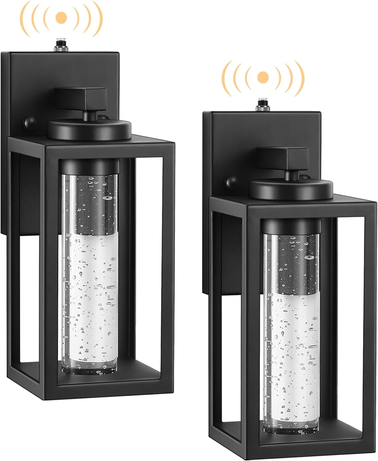 VIANIS 2 Pack Exterior Lighting Fixtures Wall Mount, Black Outdoor Porch Lights for House with Crystal Bubble Glass, 10W LED Modern Outdoor Wall Sconce Lantern for Garage, Patio Wall Light Fixture