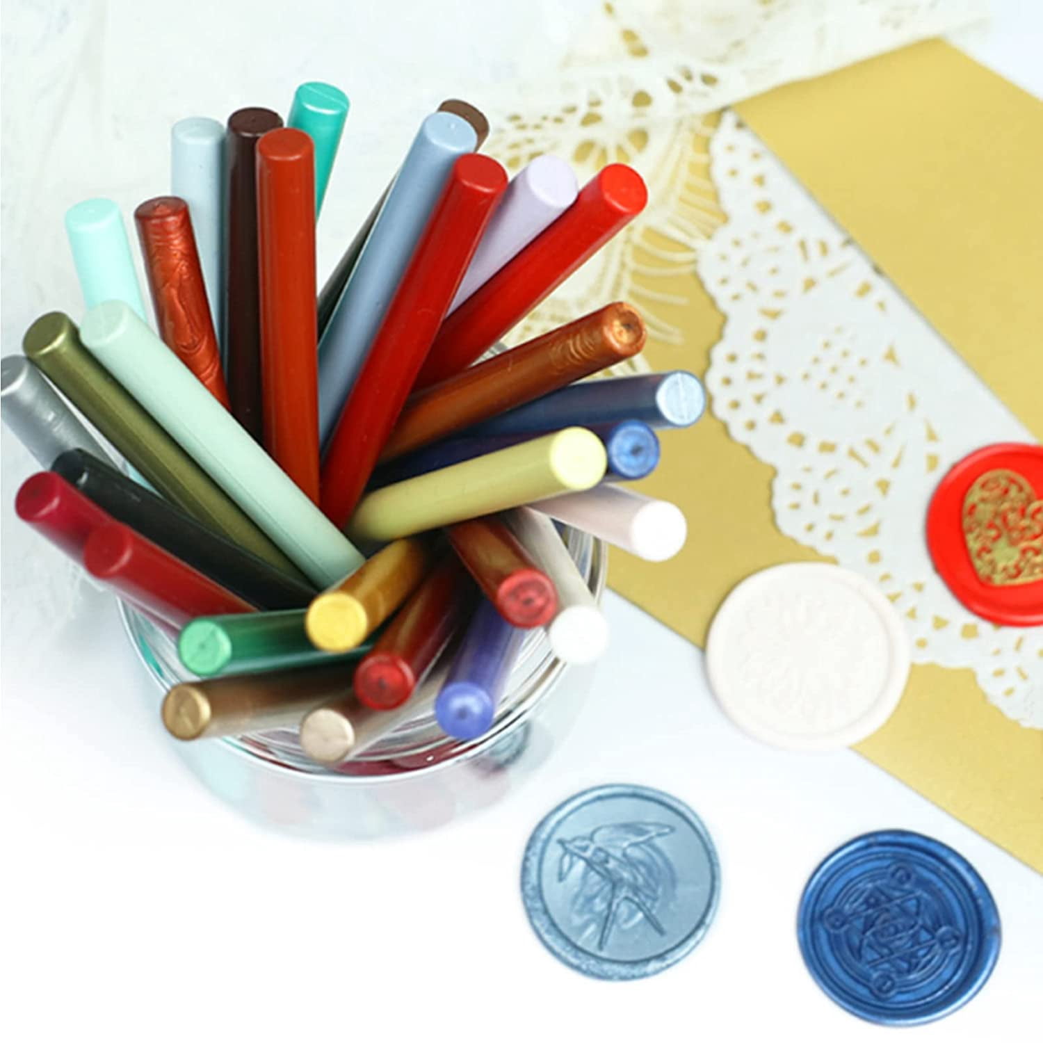 40 Pcs Glue Gun Sealing Wax Sticks for Wax Seal Stamp, Sealing Glue Gun Sealing Wax Sticks Mini Glue Stick, Great for Wedding Invitations,Christmas Gift