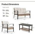 thumbnail image 4 of PATIOEASY 4-Piece Patio Conversation Set,Comfortable Oversized Outdoor Furniture Set with Soft Cushion and Storage Metal Coffee Table for Porch,Backyard, Garden-Beige, 4 of 7