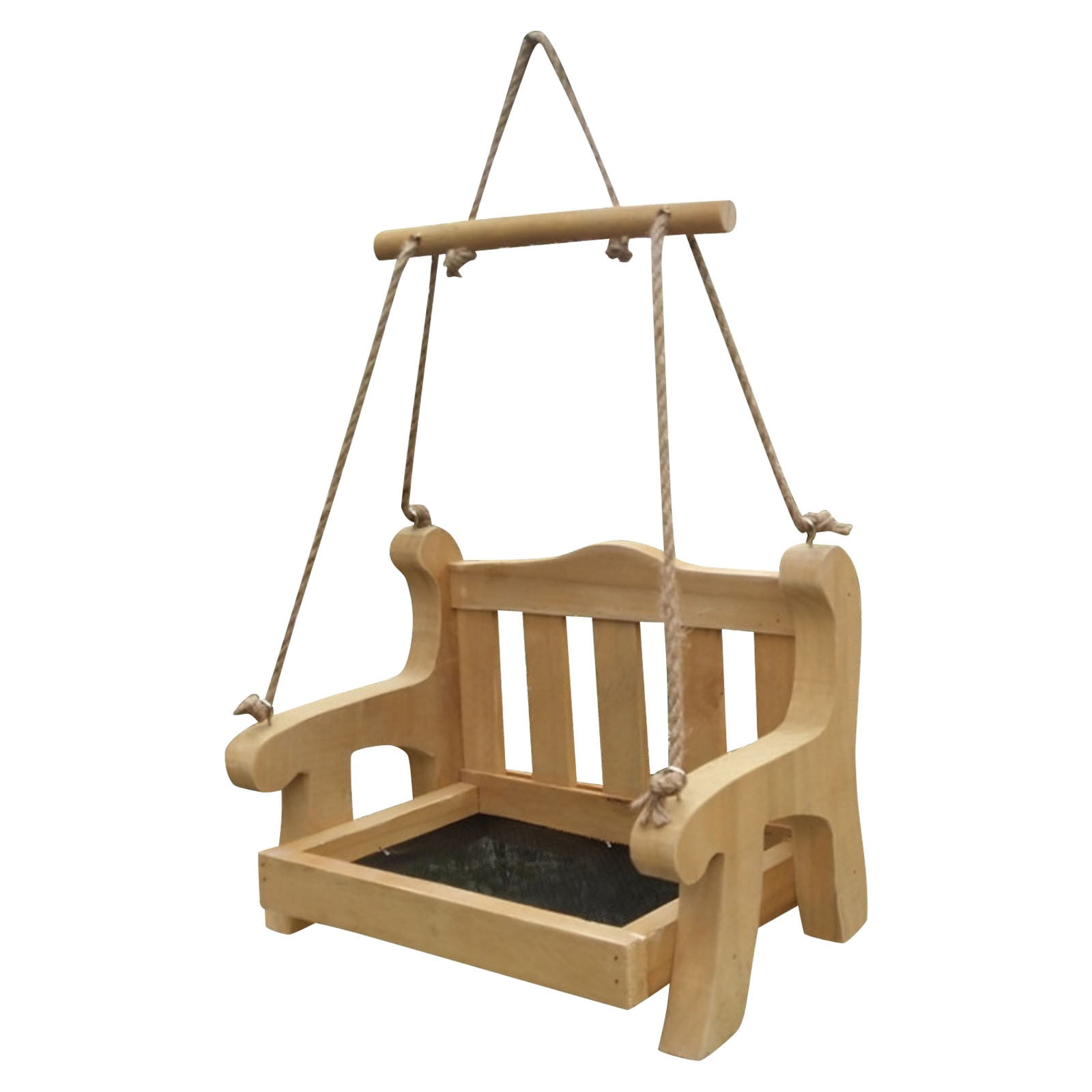 Wooden Swing Chair Bird Feeder, No Mess Bird Feeder, Swing Wild Bird Feeder Stand for Outside, Bird Cage Feeder, Whimsical Hanging Feeding Station for Garden Attracting Wild Birds 1Pcs