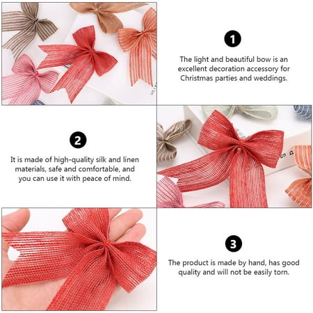 

10pcs Christmas Creative Bowknot Adornment Weeding Linen Bowknot Ornament