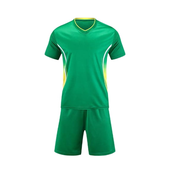 Kids Short Sleeve Track Suit Set 2-Piece, Athletic Sportswear & Shorts for Boys Girls Age 4-11, Soccer Practice PE Uniform Green,Size 10-11T