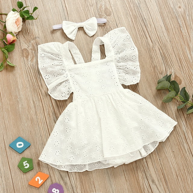 Robe Fille Dos Nu Été Robe Bébé Vêtements en Dentelle Robe Nourrisson Dentelle Ajourée Dentelle Ajourée Robe Bandeau, 90cm