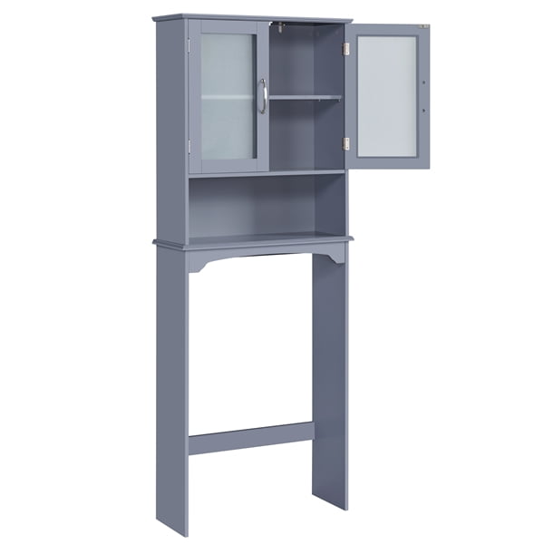 FullFurnique Toilet Storage Cabinet with 1 Open Shelf, Gray