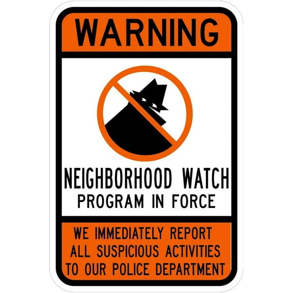 Neighborhood Watch Sign - Striking 12 x 18 Design with Orange 3M High-Intensity Prismatic Reflective Sheeting. A Genuine Sign Backed by a Solid 10-Year 3M Warranty.