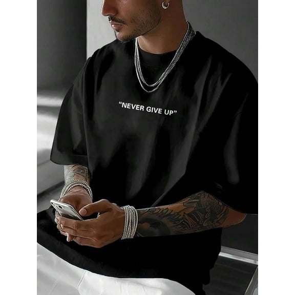 Men's Letter & Cartoon Graphic Round Neck Short Sleeve Casual T-Shirt