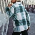 thumbnail image 4 of clear 50% off Usmixi 2023 Plaid Coat for Women Fuzzy Fleece Jacket for Women Fashion Button Down Lapel Loose Shirts Coat Long Sleeve Pocket Cozy Plush Shacket Outwear Winter Plaid Coat, 4 of 6