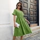 thumbnail image 5 of Vestido Informal de Mujer con Escote en V, Volantes y Corta, Corte A, Holgado, Midi Verde XL, 5 of 9