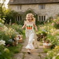 thumbnail image 4 of CUZIBR Girls Toddler Baby Jumpsuits Outfits Easter Egg Bunny Embroidery Plaid Ruffles Summer Flared Pants Suspenders Cute Overalls Romper Onesies Bell Bottoms Cozy Daily Wear,Yellow,18-24 Months, 4 of 4