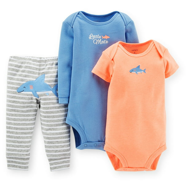 Carter's Carters Baby Clothing Outfit Boys 3Piece Bodysuit & Pant Set Blue Shark Walmart