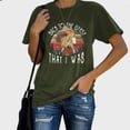 thumbnail image 4 of Camiseta de verano de manga corta verde OD para mujer, transpirable, holgada, con cuello redondo y estampado de letras, 4 of 6