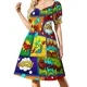 thumbnail image 1 of Vestido sin mangas con paneles de cómic coloridos vestidos de falda para mujer, 1 of 5