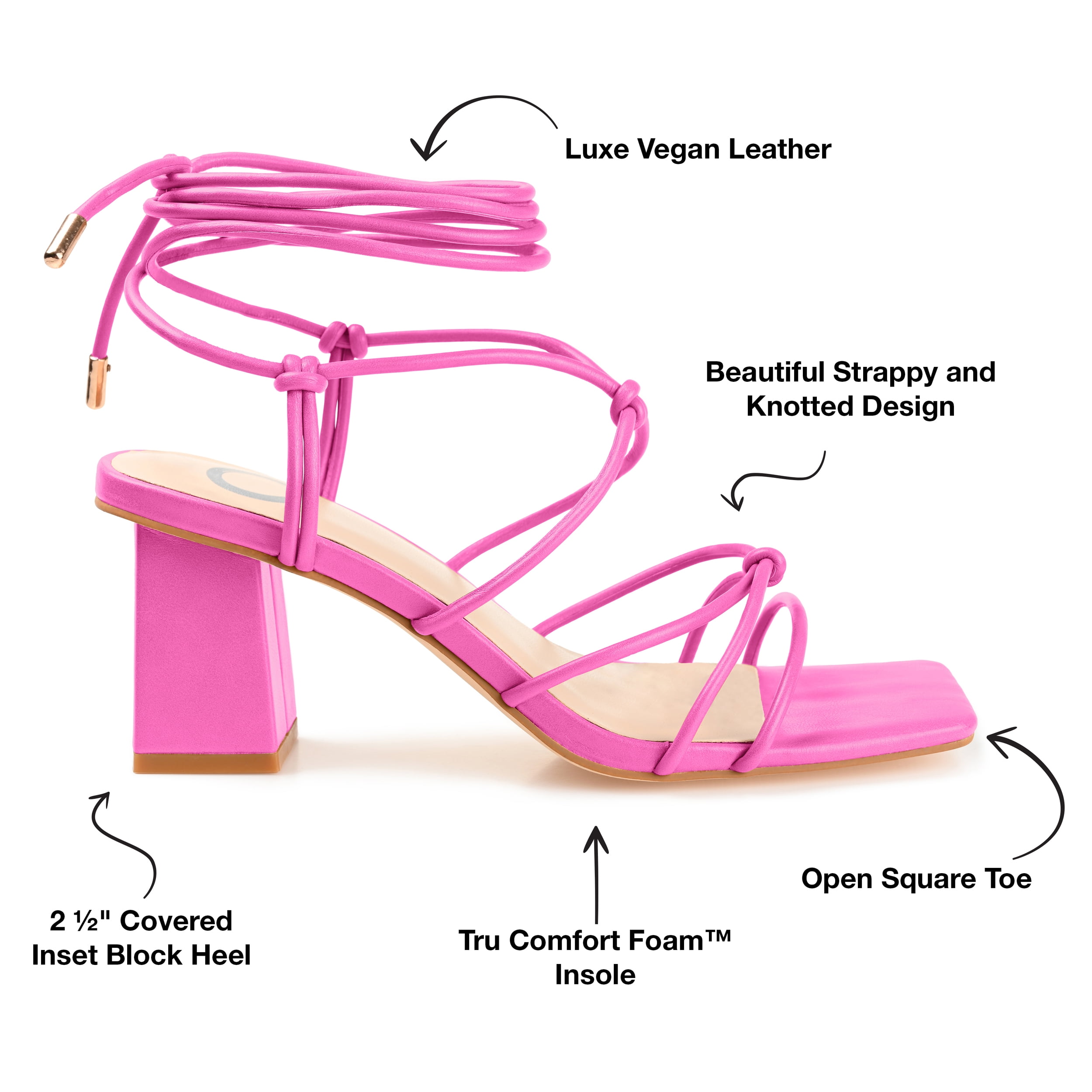 Journee Womens Harpr Open Square Toe Block Heel Dress Sandals