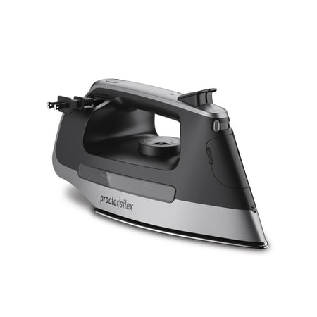 Proctor Silex Steam Iron with Retractable Cord, Stainless Steel Soleplate, Black and Silver, 14250
