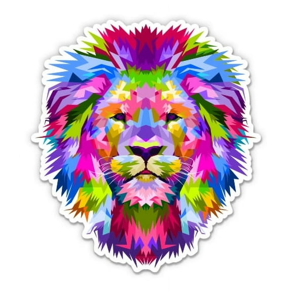 Colorful Lion - 3" Vinyl Sticker - For Car Laptop Water Bottle Phone - Waterproof Decal