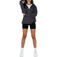 thumbnail image 1 of Women's Casual Hooded Jacket Long Sleeve Zip Up Solid Color Outwear with Pockets Fall Sweatshirt, 1 of 9