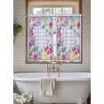 thumbnail image 4 of Easter Bathroom Window Curtain, Watercolor Eggs Flowers Berry Plants Purple Plaid Light Filtering Coffee Kitchen Curtains, Bedroom Living Room Curtains 2 Panel 84"x54", 4 of 6