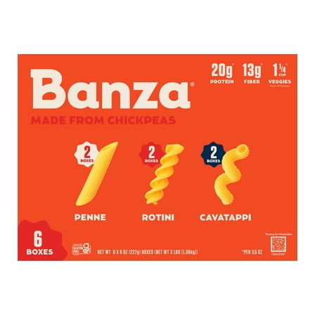 Banza Chickpea Pasta Variety Pack, 8 Ounce (Pack of 6)