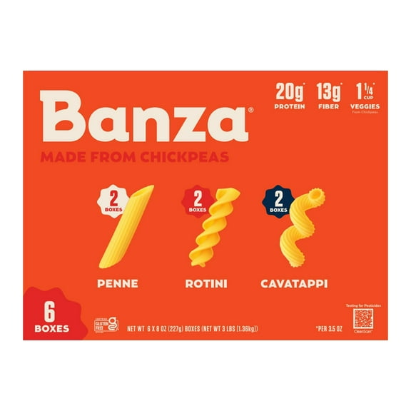 Banza Chickpea Pasta Variety Pack, 8 Ounce (Pack of 6)