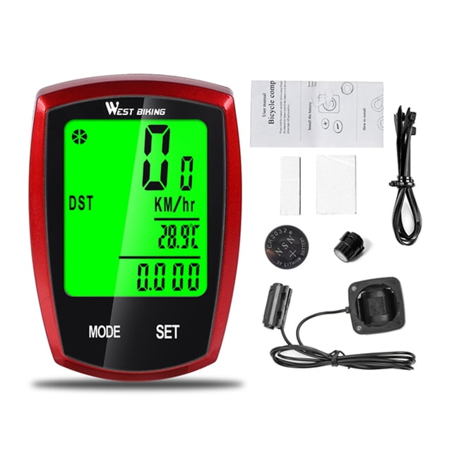 WEST BIKING Red Wired Bike Computer with Night Glow Touchscreen - Essential Cycling Gear for Training & Fitness Tracking