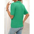 thumbnail image 6 of EASYBRA Women Cable Knit Sweater Polo Collar Loose Fit Pullover Casual Wear Cotton Polyester, 6 of 7