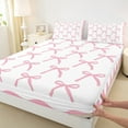 thumbnail image 3 of Castle Fairy Kids Child Girls Cartoon Bowknot Twin Sheet Sets 3pcs,Dreamy Princess Twin Fitted Sheet Microfiber,Kawaii Bow Knot Breathable Flat Sheet,Super Cozy Room Decor, 3 of 7