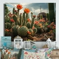 thumbnail image 2 of Designart "Coral Green Cactus landscape II" Floral Metal Art Living Room, 2 of 5