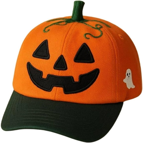 Halloween Pumpkin Hat, Funny Unisex halloween hat, Embroidery Pumpkin Face Baseball Cap Adjustable