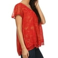 thumbnail image 3 of Sakkas Hope Embroidery And Seqiun Accents Summer Blouse - Red - One Size Plus, 3 of 6