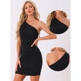 thumbnail image 2 of DARING DIVA Women's One Shoulder Ruched Sleeveless Bodycon Mini Dress M Black, 2 of 6
