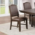 thumbnail image 2 of Kitchen Dining Room Rustic Espresso Faux Leather 2pcs Dining Chairs Upholstered Cushions Seat Back, 2 of 7