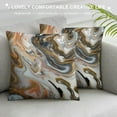 thumbnail image 3 of JEUXUS  Marble Print Throw Pillow Cushion Case  Retro Style Paintbrush Colors in Marbling Texture Watercolor Artwork, Modern Accent Double-Sided Digital Printing,  Sand Brown, 3 of 5