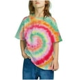 thumbnail image 2 of HBYJLZYG Tie-Dye T-Shirt Tops For Girls, Summer Girls Short Sleeve Color Gradient Round Neck Tops Toddler Baby 4-13 Years, 2 of 6