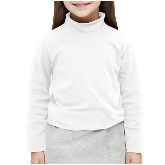 LIaqionyy Boys Girls Turtleneck Shirts Long Sleeve Cotton Mock Neck T Shirts Solid Color Tee Tops for Kids