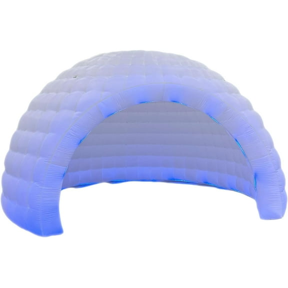 Striking Inflatable Igloo Dome Tent with Led Strips & Big Opening Outdoor Portable Nightclub Disco Igloo Party Wedding House White Oxford Air Marquee for Events (16.4Ft 5m D)