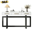 thumbnail image 2 of GZXS Modern Entryway Console Table with 3 Drawers, 57'' Wooden Sofa Table for Living Room, Hallway, Corridor, or Foyer (White+Gray), 2 of 8