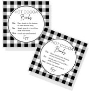 Hot Cocoa Bomb Instruction Cards 30 Pack 2.5 x 2.5" inches Square Card Hot Cocoa Bomb Supplies Black & White Buffalo Plaid Design